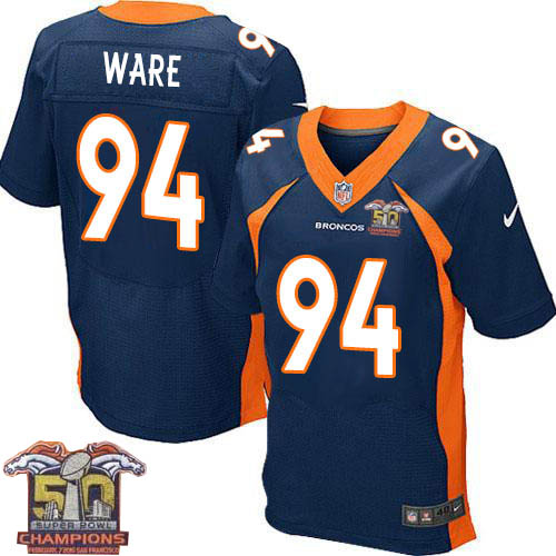 Men's Elite DeMarcus Ware Super Bowl 50 Champions Nike Jersey Navy Blue Alternate - #94 NFL Denver Broncos